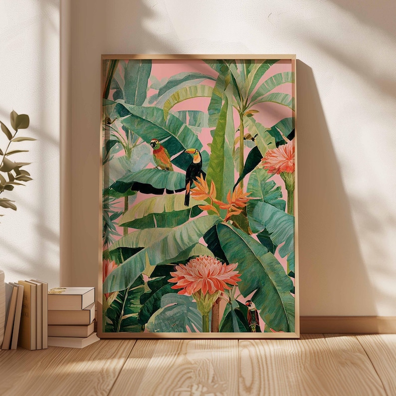 Office Furniture And Design - 1 Buah Poster Kanvas Tropis Retro,
