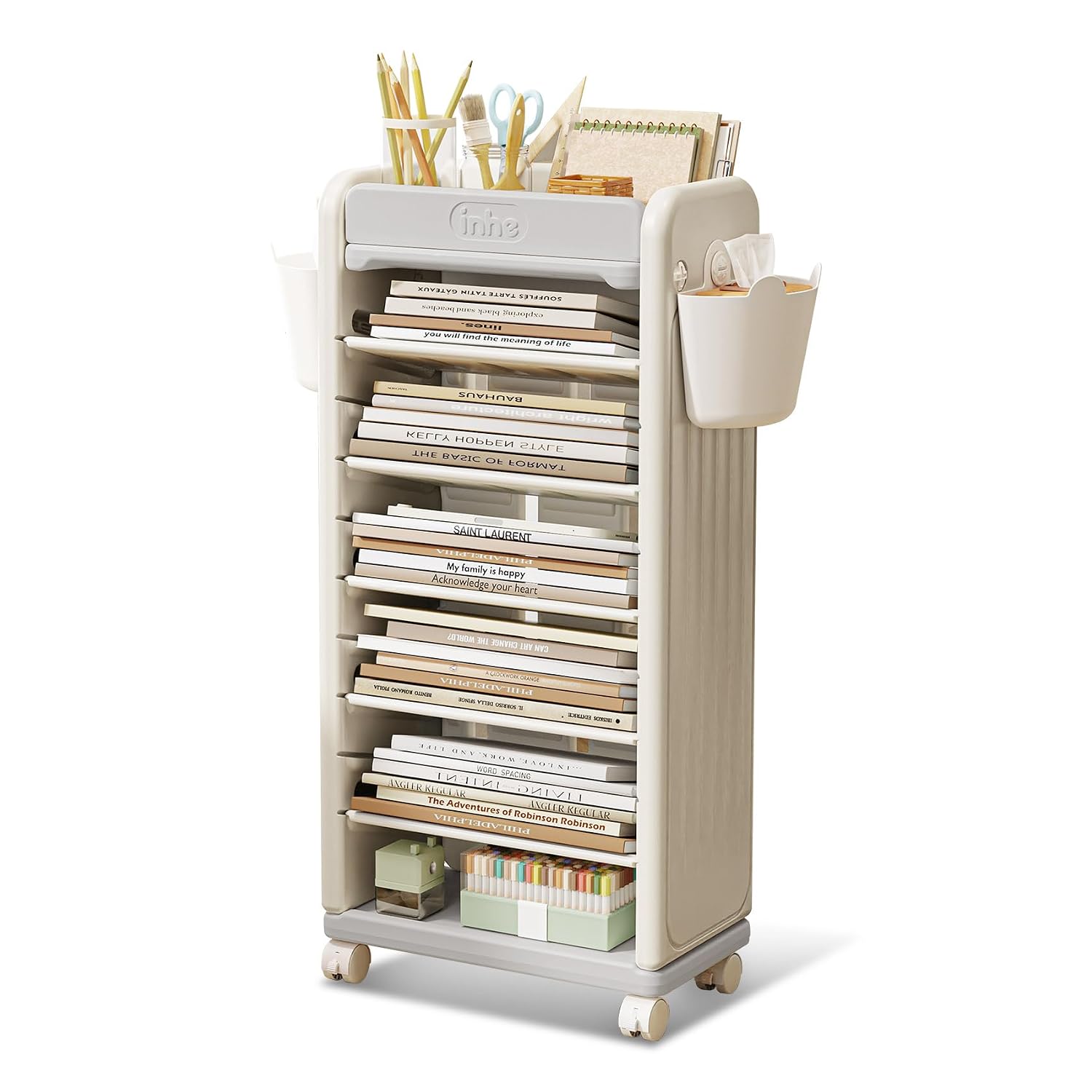 Book Cart Rolling - ® Troli Buku 7 Tingkat |