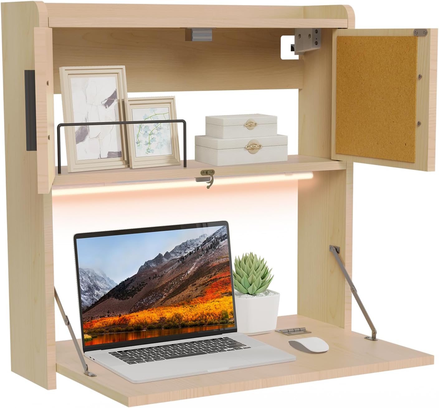 Wall Mounted Desk Fold - Meja Lipat Dinding ARTETHYS dengan Lampu