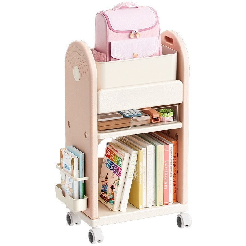 Book Cart Rolling - Troli Organizer Tas Sekolah Bertingkat, Rak