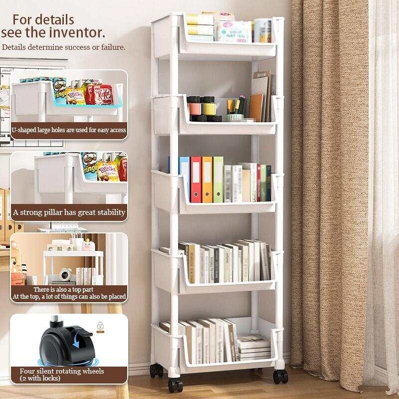 Book Cart Rolling - Troli Penyimpanan Plastik 5 Lapis Warna