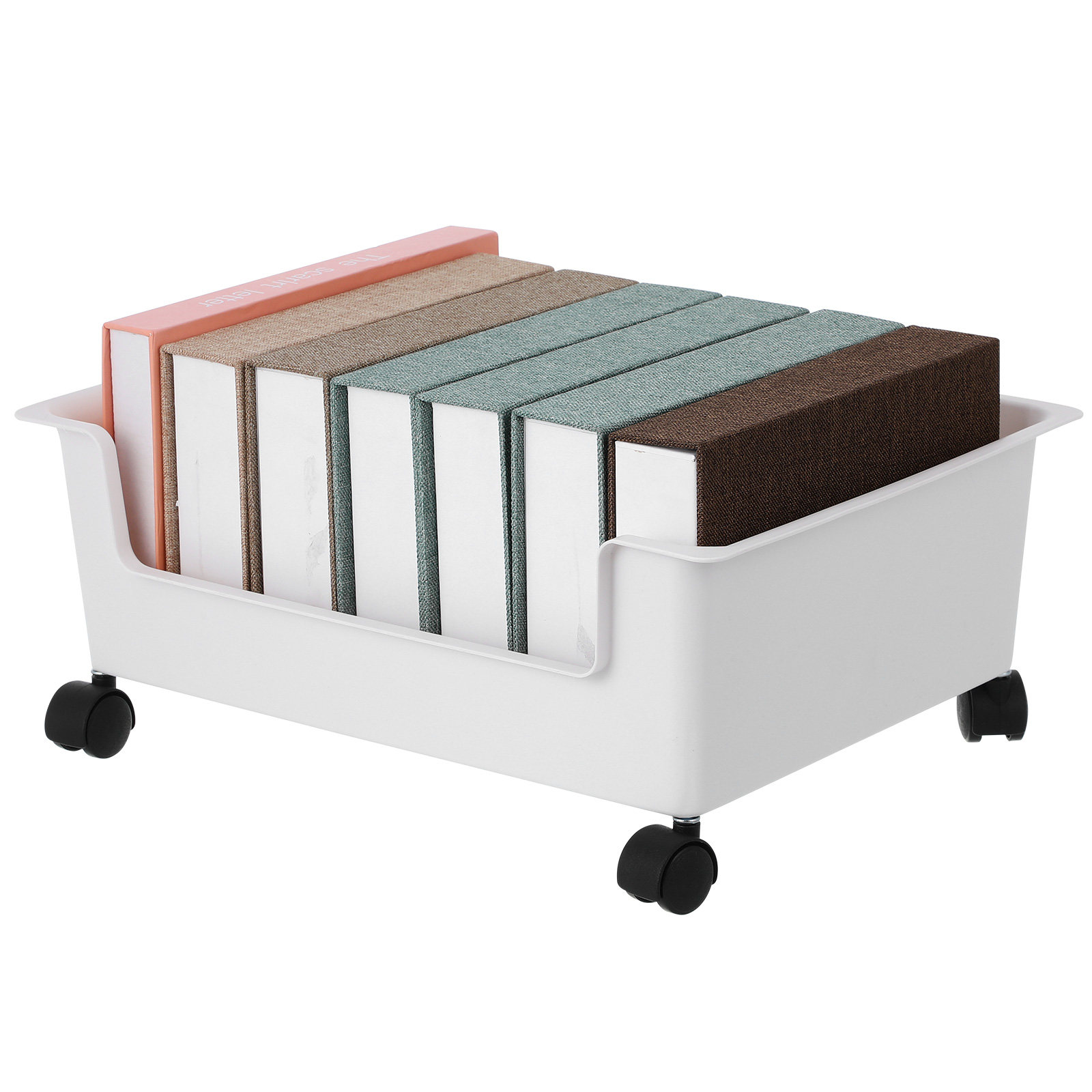 Book Cart Rolling - Kontainer Penyimpanan Buku, Troli Beroda untuk