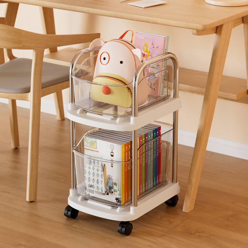 Book Cart Rolling - Troli Penyimpanan Plastik Beroda, Organizer Mobile