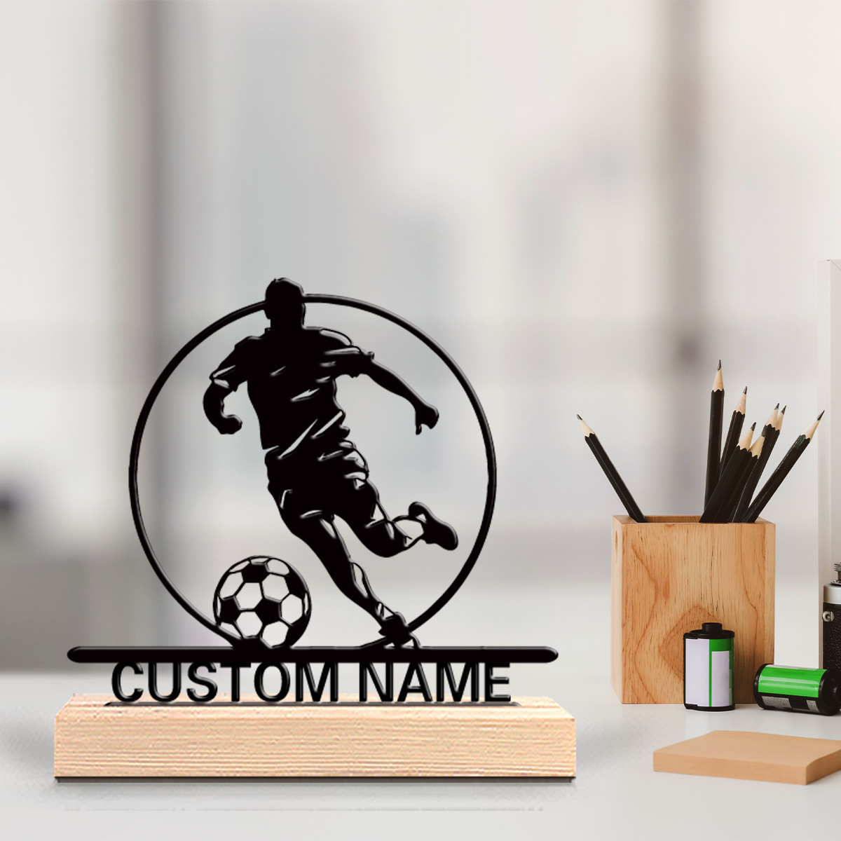 Office Furniture And Design - Patung Logam Pemain Sepak Bola Custom