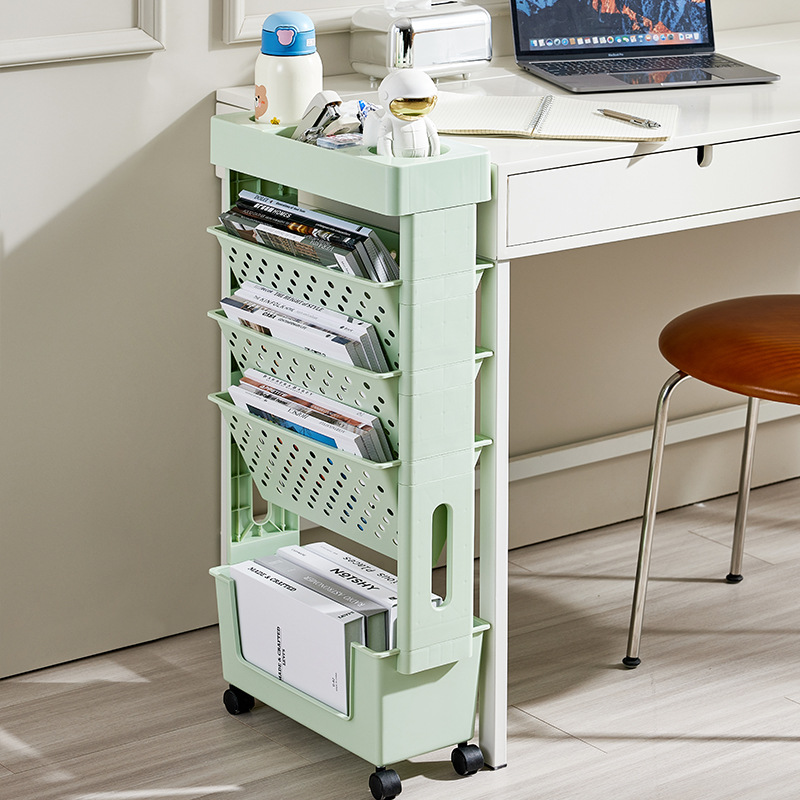 Book Cart Rolling - Troli Penyimpanan Beroda di Bawah Meja,