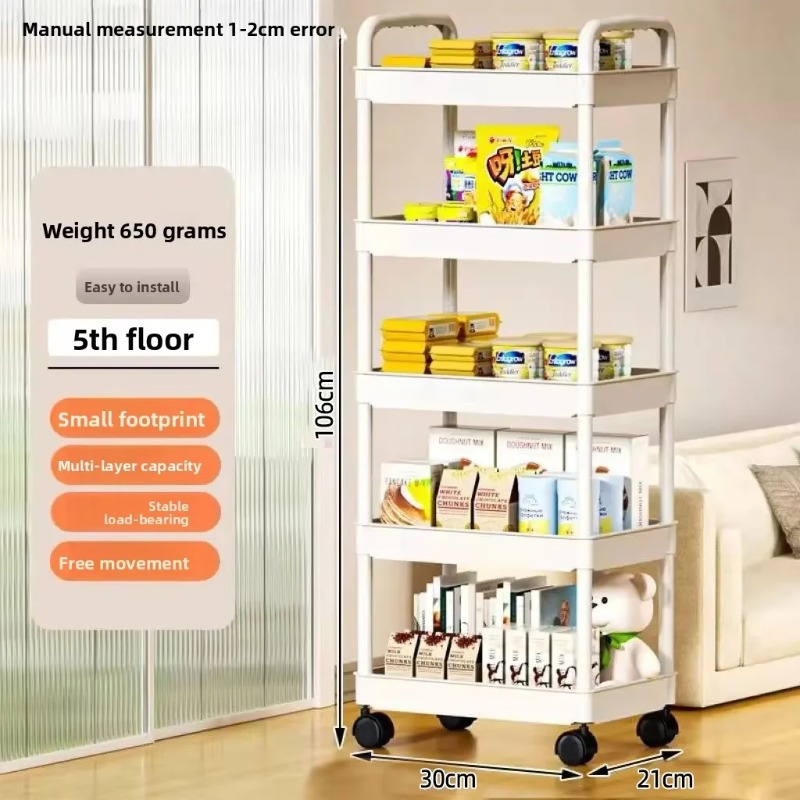 Book Cart Rolling - Troli Penyimpanan 5 Tingkat Beroda, Organizer