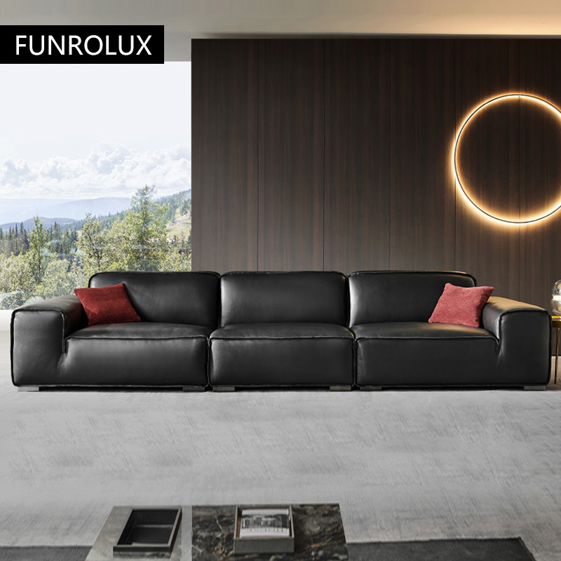 Sofa Kulit Sapi Hitam Besar So - Office Furniture First ulasan dan harga