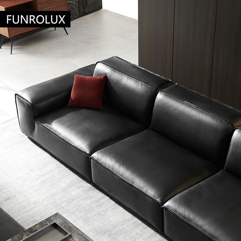 Sofa Kulit Sapi Hitam Besar So - Office Furniture First ulasan dan harga