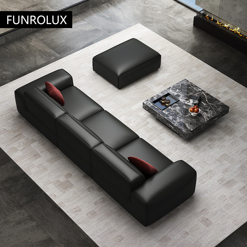 Sofa Kulit Sapi Hitam Besar So - Office Furniture First ulasan dan harga