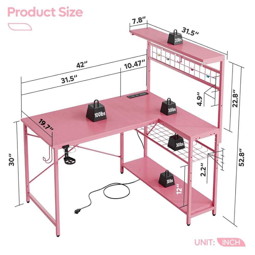 Meja Gaming 42 L, Meja Kompute - Office Furniture Suppliers ulasan dan harga